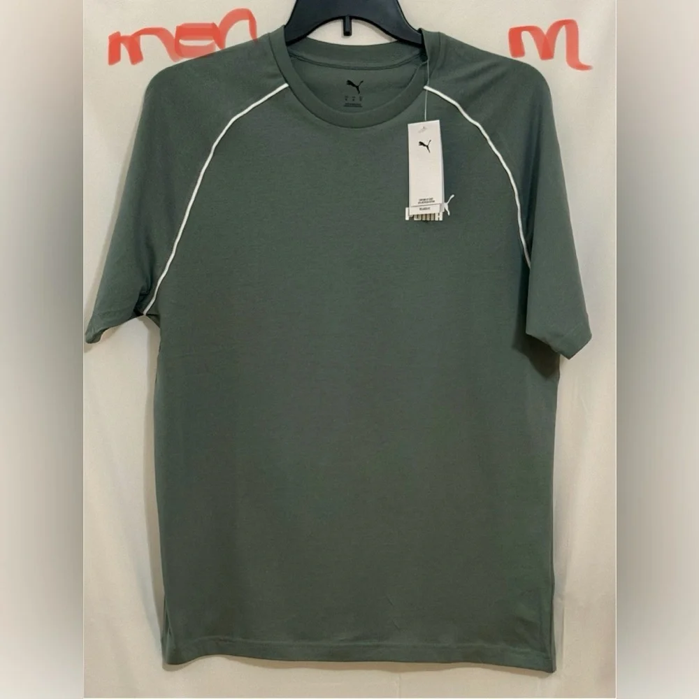 Puma Green Short Sleeve Tee with Moisture-Wicking Fabric